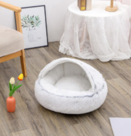 Bed Pet Winter Bed Round Plush Warm Bed House Soft Long Plush Pets Bed Pet Products
