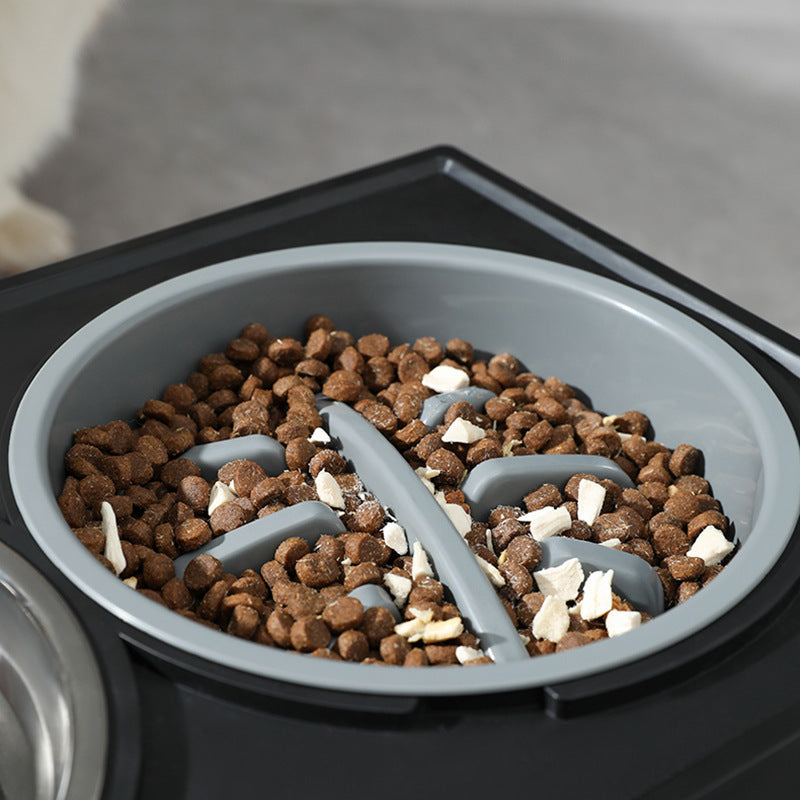 Pet Adjustable Elevated Stainless Steel Slow Feeding Anti-Choke Bowl Stand