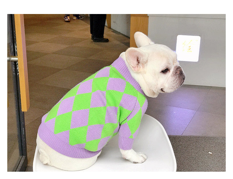Pet Trendy Plaid Sweater Stylish Comfortable Everyday Wear