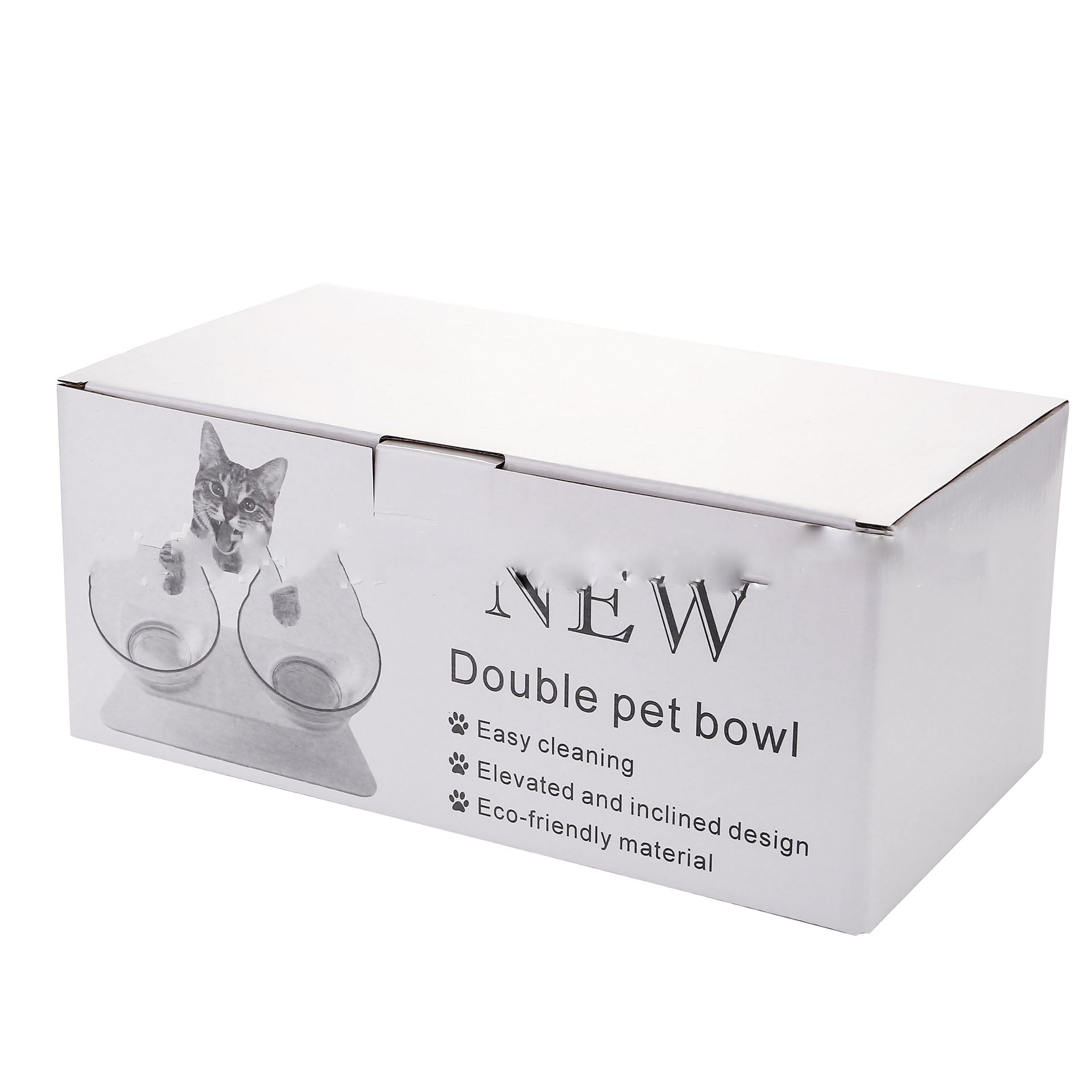 Non Slip Double Bowl Raised Stand Pet Feeder Transparent Food And Water Station