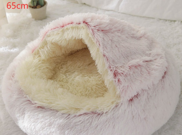 Bed Pet Winter Bed Round Plush Warm Bed House Soft Long Plush Pets Bed Pet Products