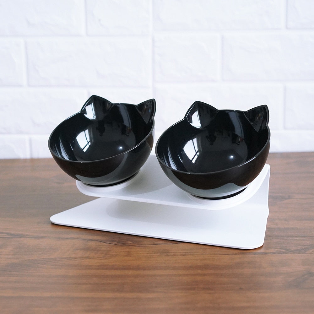 Non Slip Double Bowl Raised Stand Pet Feeder Transparent Food And Water Station