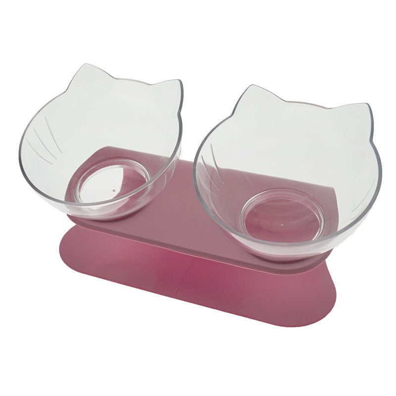 Non Slip Double Bowl Raised Stand Pet Feeder Transparent Food And Water Station