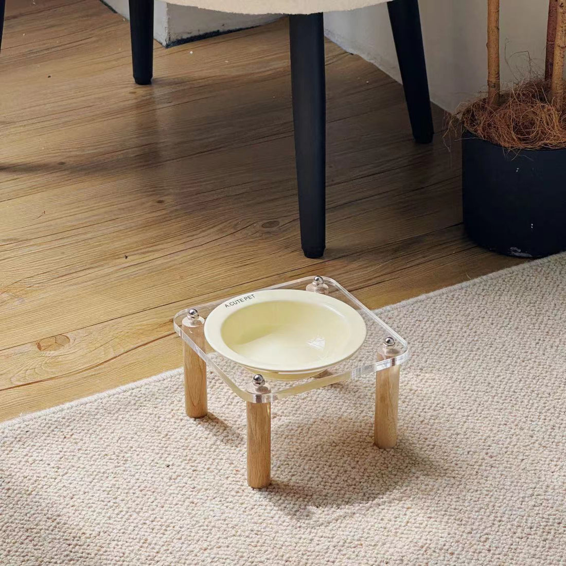 Pet Ceramic Double Bowl Anti-Tip Elevated Food And Water Holder