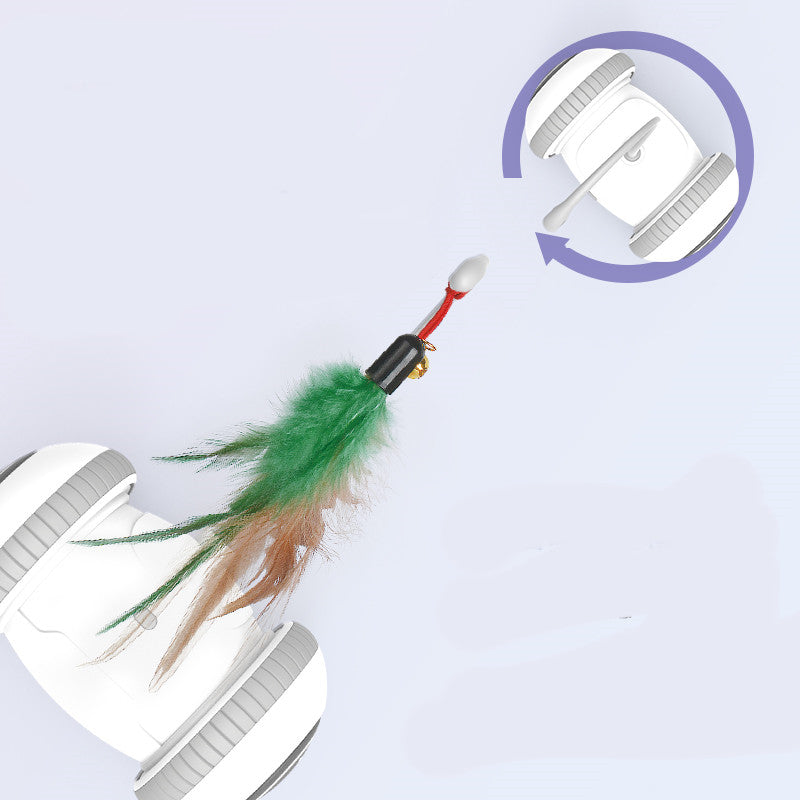 Interactive Pet Feather Toy With Interchangeable Heads For Play And Exercise