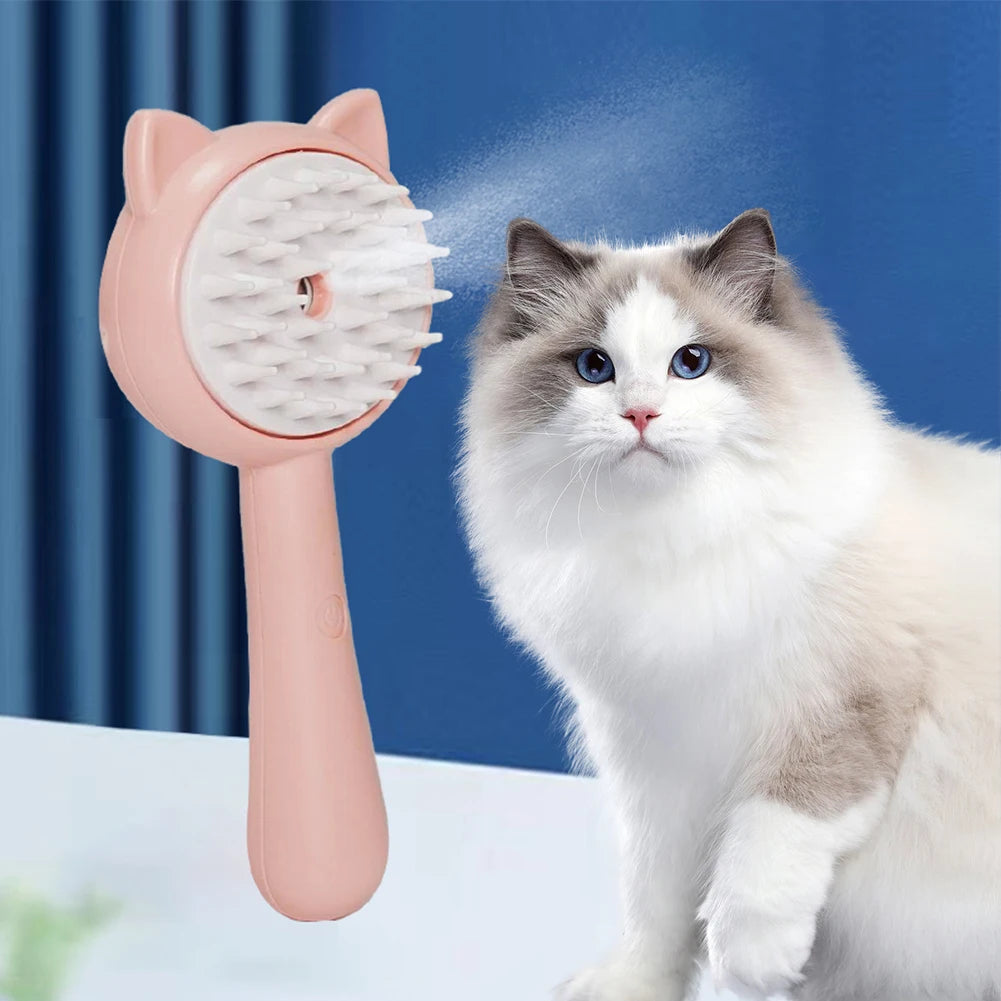 Rechargeable Self Cleaning Pet Slicker Brush With Mist Grooming Tool