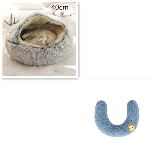 Bed Pet Winter Bed Round Plush Warm Bed House Soft Long Plush Pets Bed Pet Products