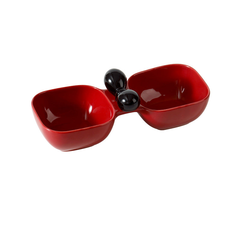 Pet Ceramic Double Bowl Food And Water Feeding Set