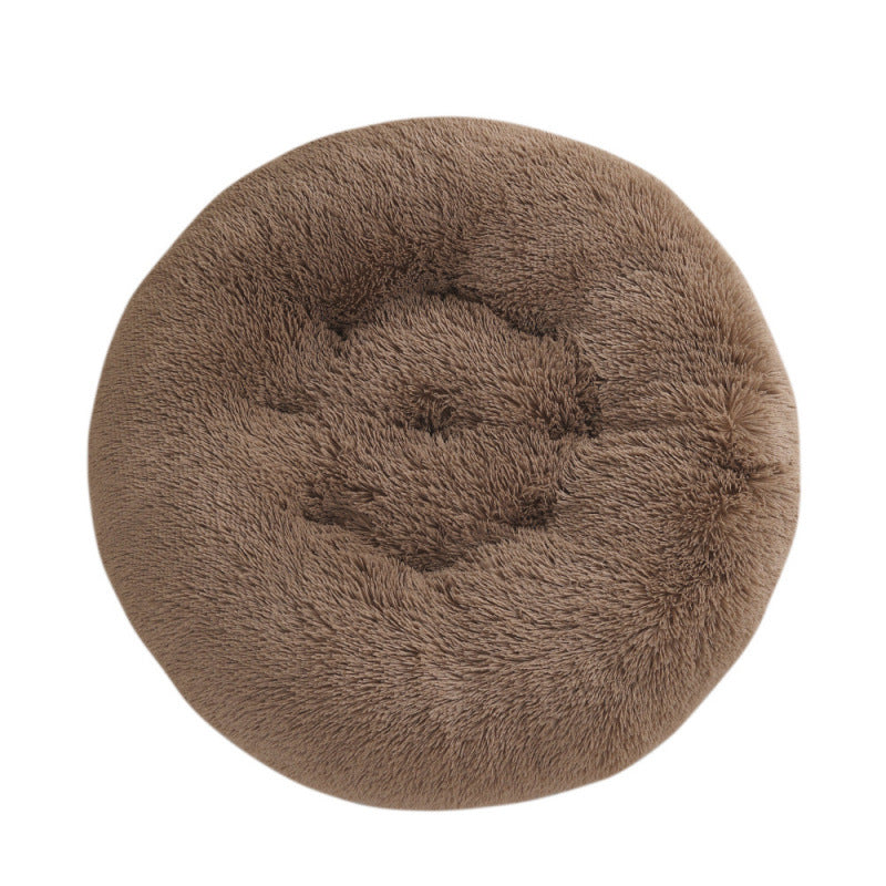 Round Plush Pet Bed Warm Comfortable Sleeping Mat House