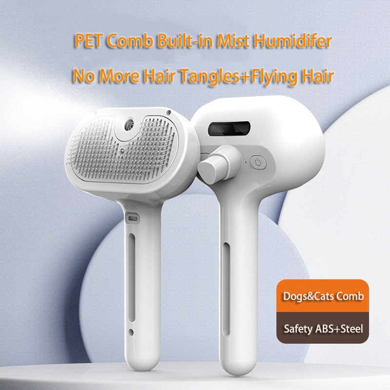 Self Cleaning Pet Grooming Comb Dematting Hair Removal Brush With Mist Humidifier