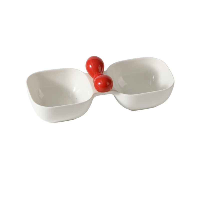 Pet Ceramic Double Bowl Food And Water Feeding Set
