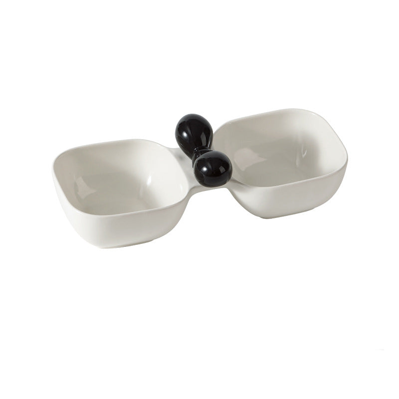 Pet Ceramic Double Bowl Food And Water Feeding Set