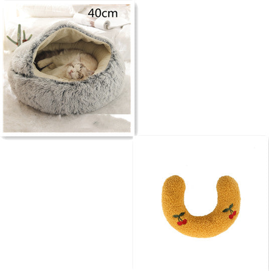 Bed Pet Winter Bed Round Plush Warm Bed House Soft Long Plush Pets Bed Pet Products