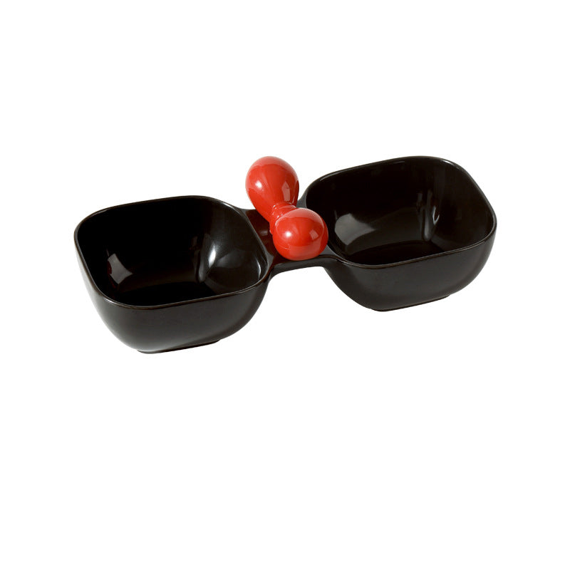 Pet Ceramic Double Bowl Food And Water Feeding Set