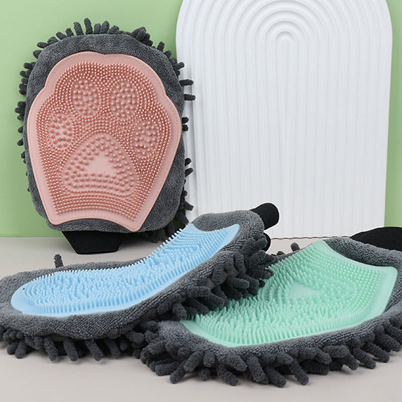 2 In 1 Pet Grooming Glove Bath Brush Massage Cleaning Tool