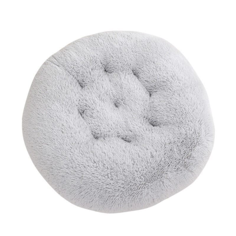 Round Plush Pet Bed Warm Comfortable Sleeping Mat House