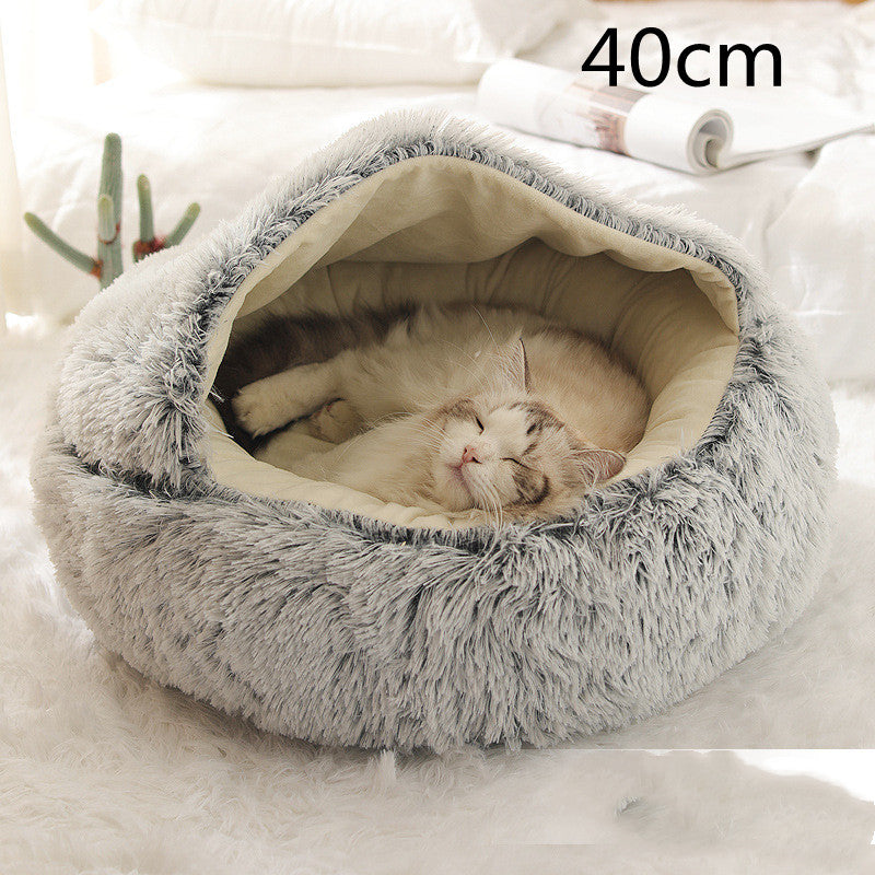 Bed Pet Winter Bed Round Plush Warm Bed House Soft Long Plush Pets Bed Pet Products