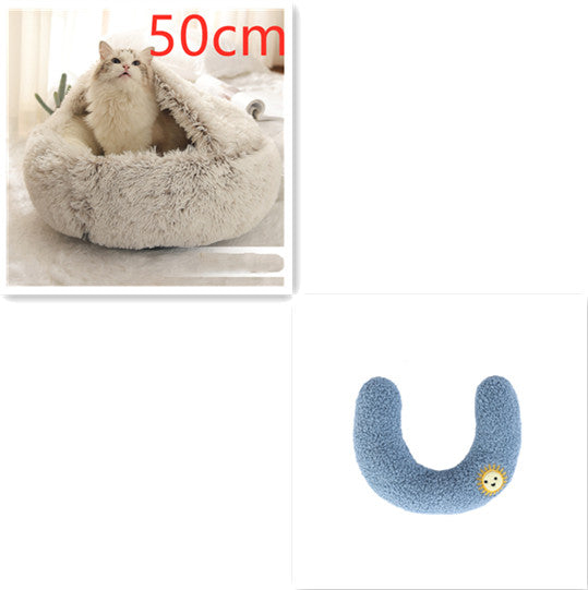 Bed Pet Winter Bed Round Plush Warm Bed House Soft Long Plush Pets Bed Pet Products