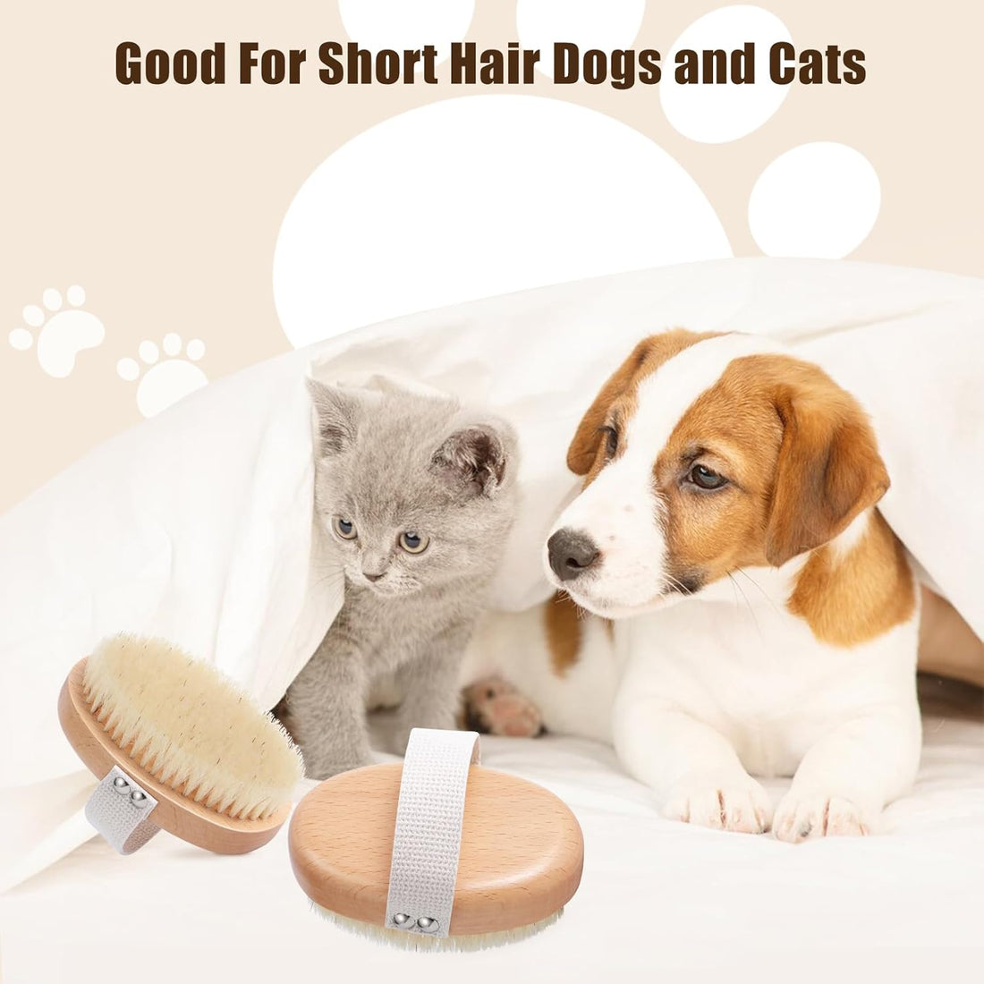 Soft Boar Bristle Palm Grooming Brush With Ergonomic Band For Shedding Control