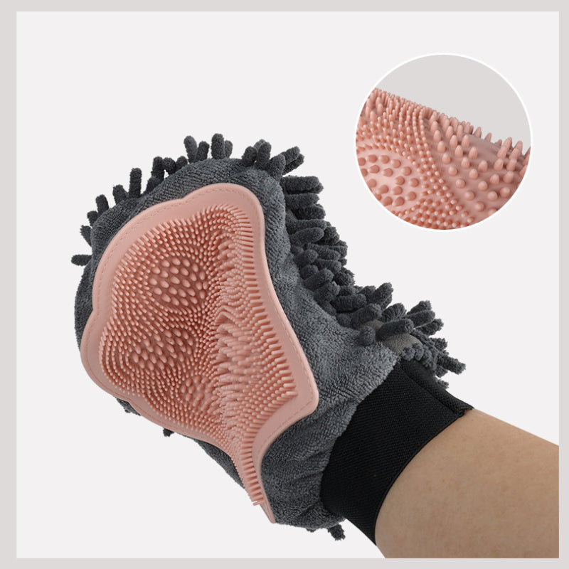 2 In 1 Pet Grooming Glove Bath Brush Massage Cleaning Tool
