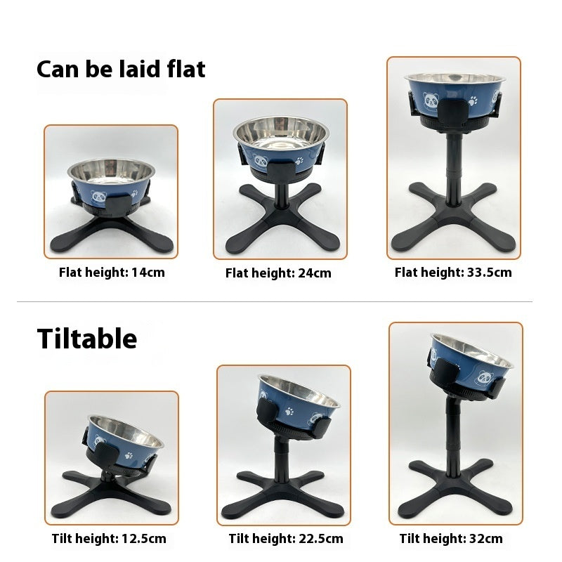 Pet Adjustable Elevated Anti-Tip Feeding Bowl Stand