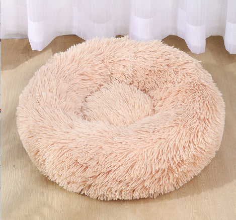 Soft Thick Cotton Plush Round Pet Bed For Cozy Comfort And Rest