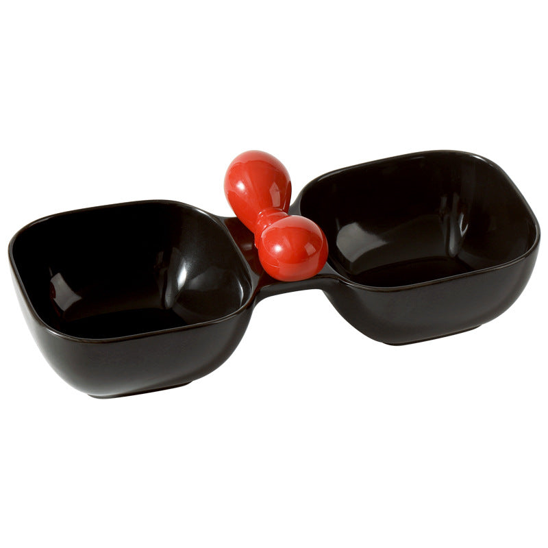 Pet Ceramic Double Bowl Food And Water Feeding Set