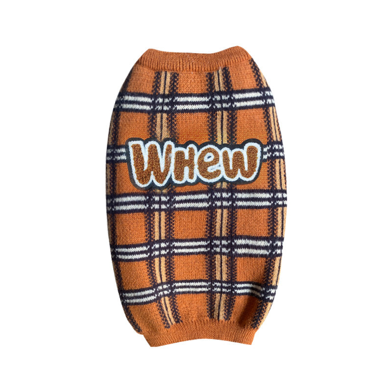 Pet Vintage Plaid Sweater Stylish Comfortable Warm Clothing