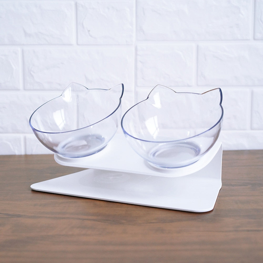 Non Slip Double Bowl Raised Stand Pet Feeder Transparent Food And Water Station