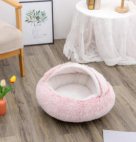 Bed Pet Winter Bed Round Plush Warm Bed House Soft Long Plush Pets Bed Pet Products