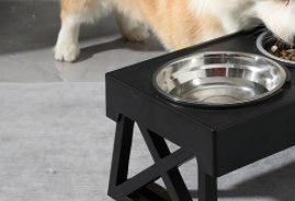 Pet Adjustable Elevated Stainless Steel Slow Feeding Anti-Choke Bowl Stand