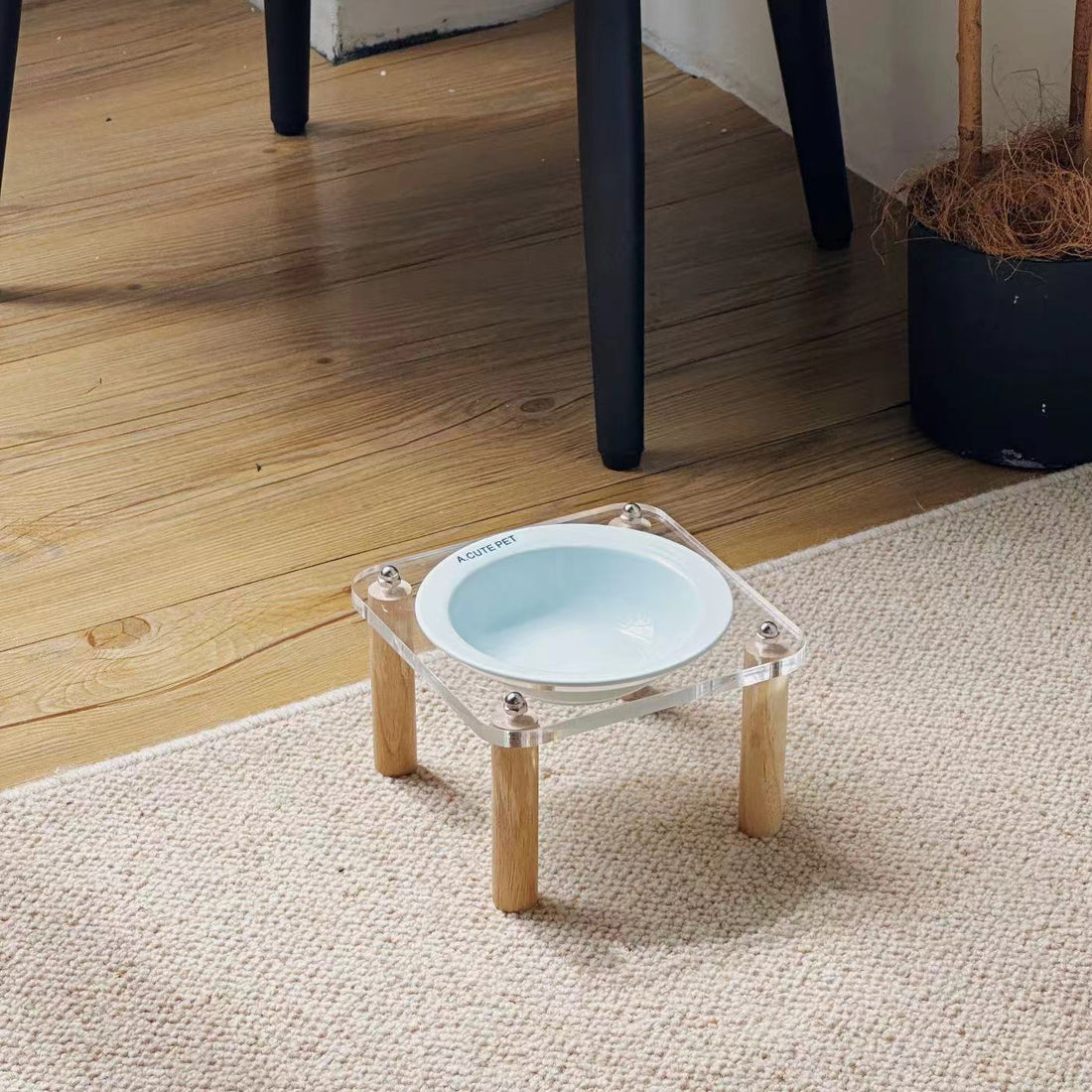 Pet Ceramic Double Bowl Anti-Tip Elevated Food And Water Holder