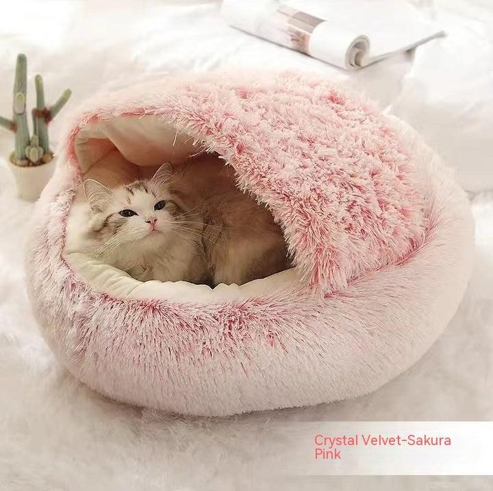 Bed Pet Winter Bed Round Plush Warm Bed House Soft Long Plush Pets Bed Pet Products