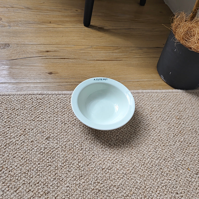 Pet Ceramic Double Bowl Anti-Tip Elevated Food And Water Holder