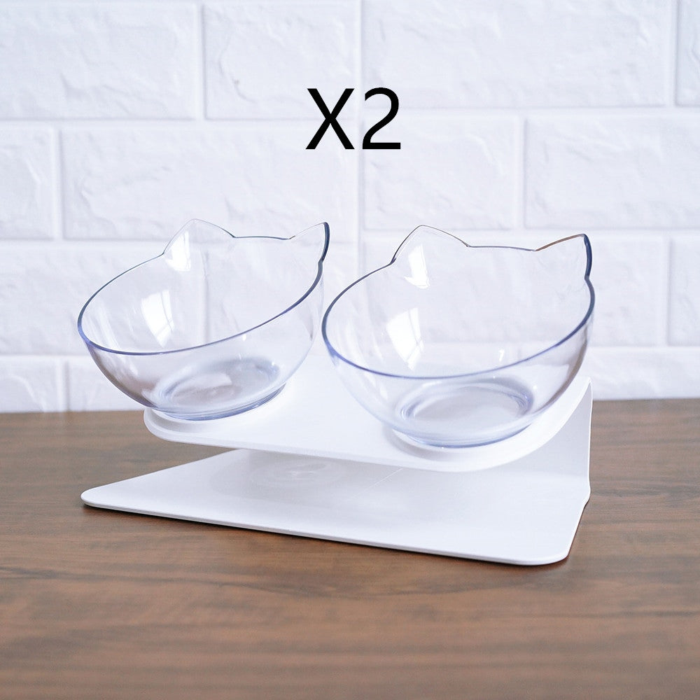Non Slip Double Bowl Raised Stand Pet Feeder Transparent Food And Water Station