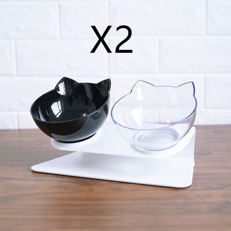 Non Slip Double Bowl Raised Stand Pet Feeder Transparent Food And Water Station