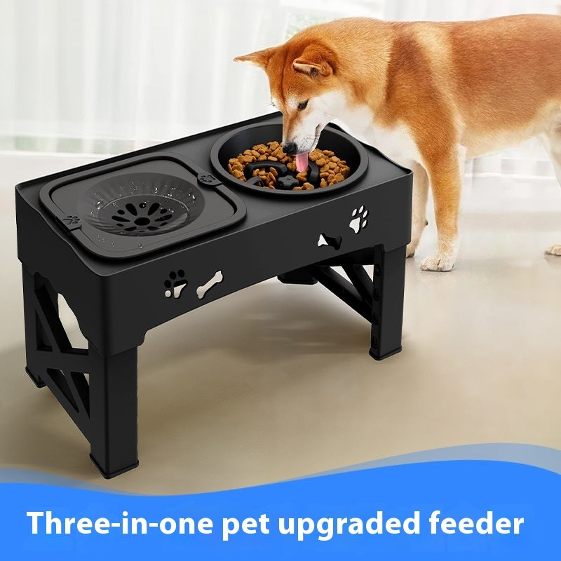 Pet Stainless Steel Double Bowl Elevated Feeder Durable Feeding Station