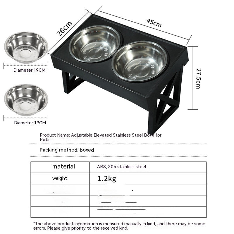 Pet Adjustable Elevated Stainless Steel Slow Feeding Anti-Choke Bowl Stand