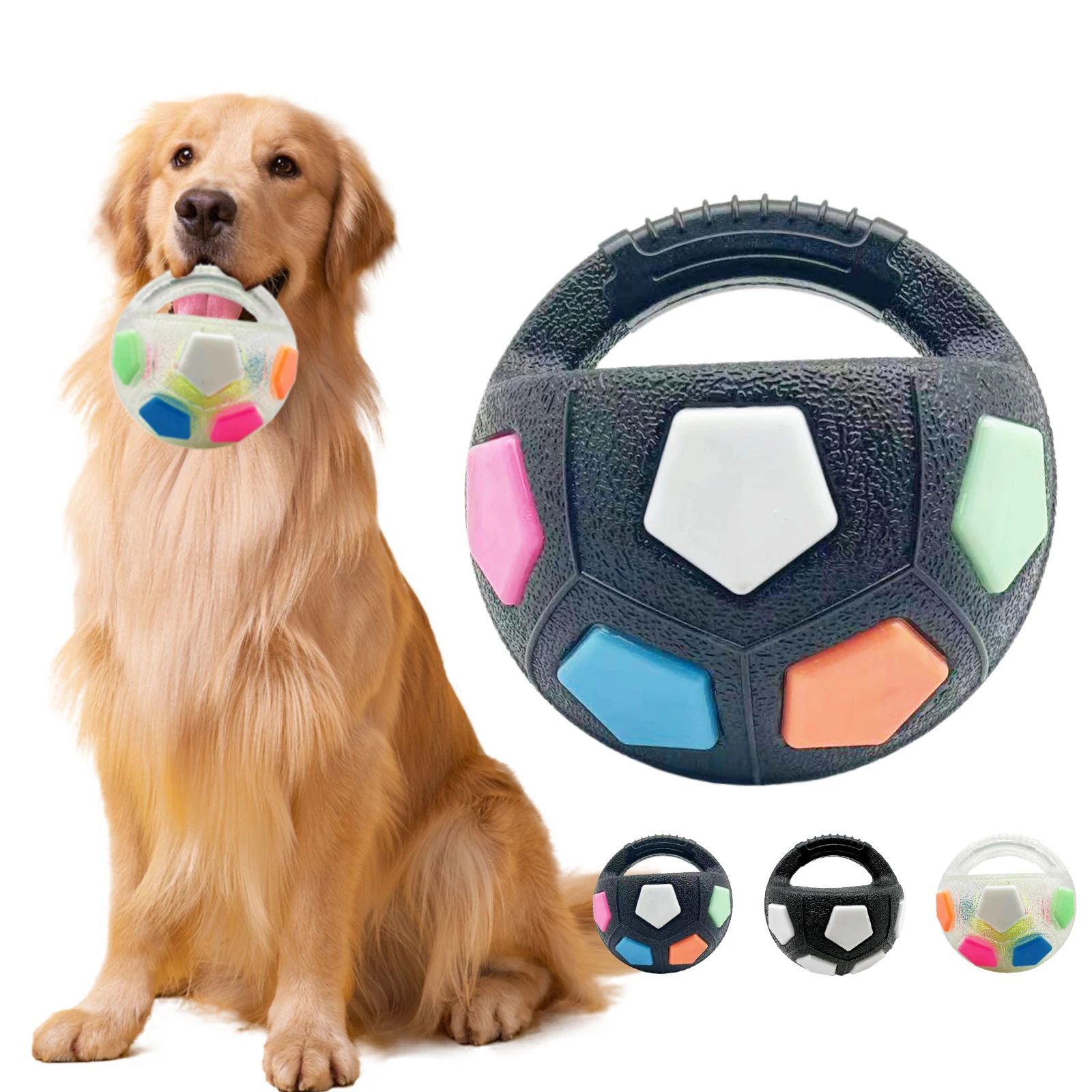 Durable Pet Football Tennis Ball Toy With Squeaky Teething Design