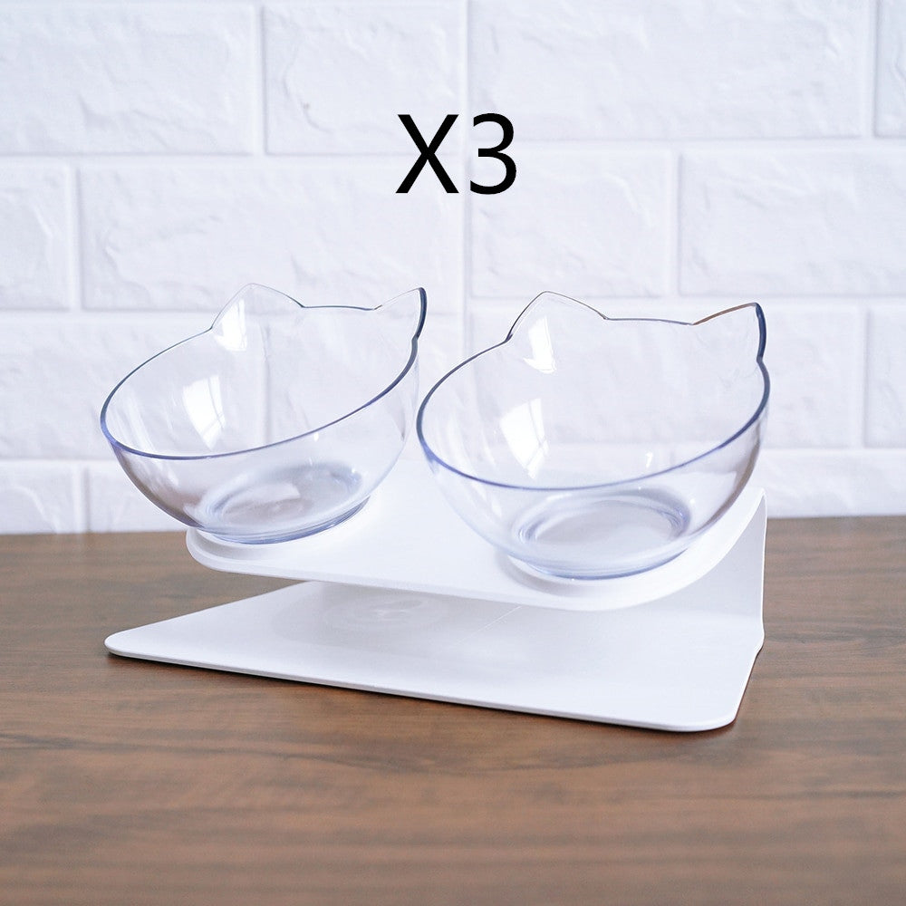 Non Slip Double Bowl Raised Stand Pet Feeder Transparent Food And Water Station