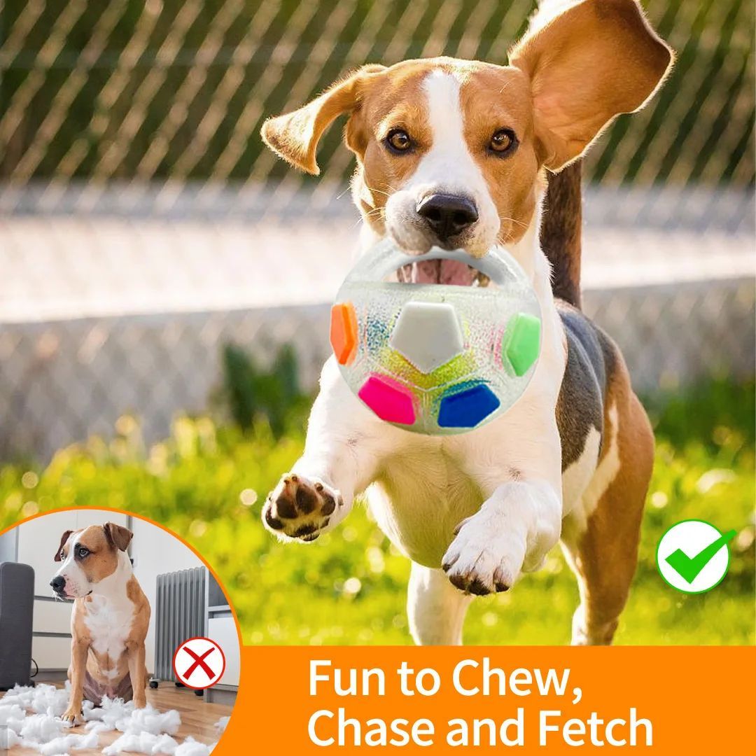 Durable Pet Football Tennis Ball Toy With Squeaky Teething Design