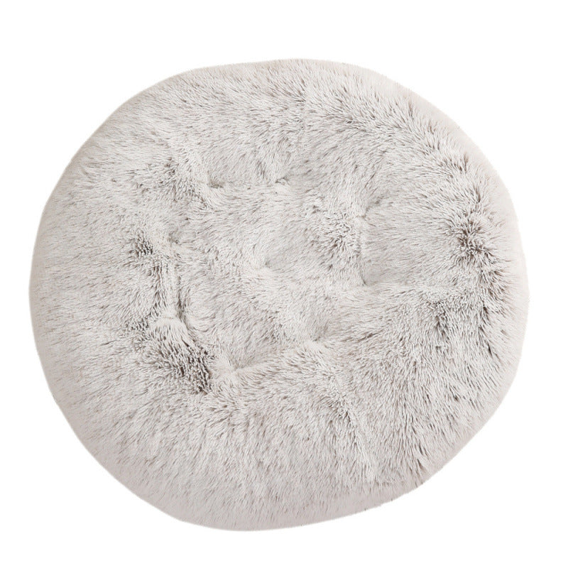 Round Plush Pet Bed Warm Comfortable Sleeping Mat House