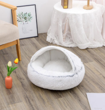 Bed Pet Winter Bed Round Plush Warm Bed House Soft Long Plush Pets Bed Pet Products