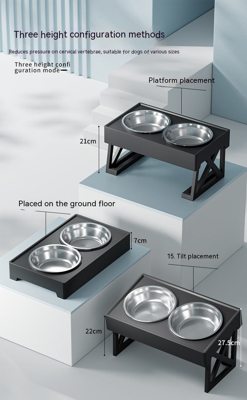 Pet Adjustable Elevated Stainless Steel Slow Feeding Anti-Choke Bowl Stand