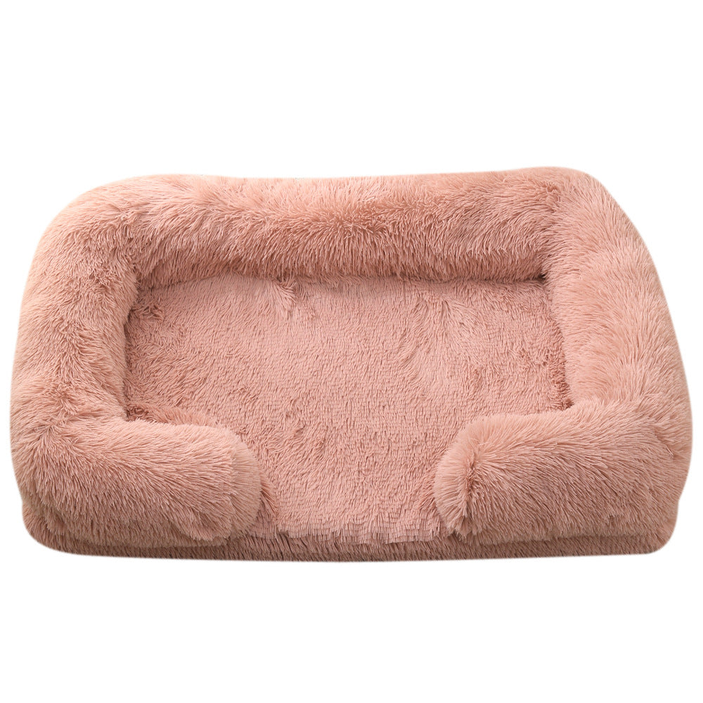 Plush Round Pet Bed Winter Warm Sleeping Nest For Comfort