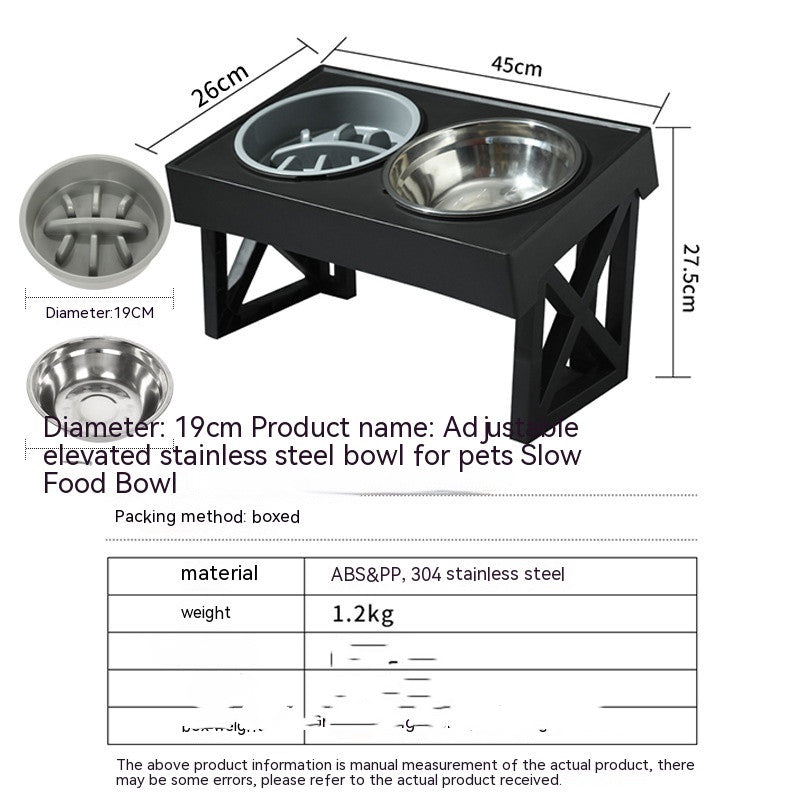 Pet Adjustable Elevated Stainless Steel Slow Feeding Anti-Choke Bowl Stand