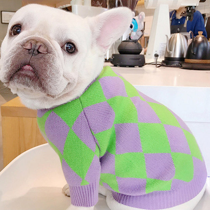 Pet Trendy Plaid Sweater Stylish Comfortable Everyday Wear