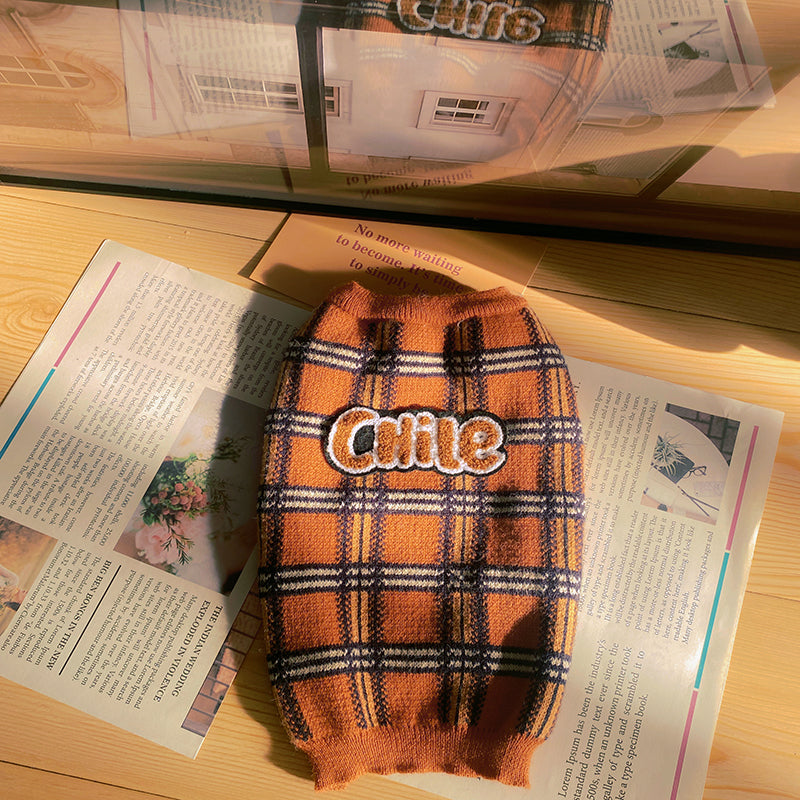 Pet Vintage Plaid Sweater Stylish Comfortable Warm Clothing