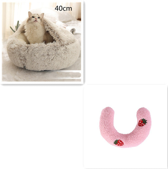 Bed Pet Winter Bed Round Plush Warm Bed House Soft Long Plush Pets Bed Pet Products