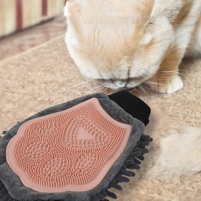 2 In 1 Pet Grooming Glove Bath Brush Massage Cleaning Tool